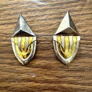Art Deco Gold & Silver Coloring Clip on Earrings